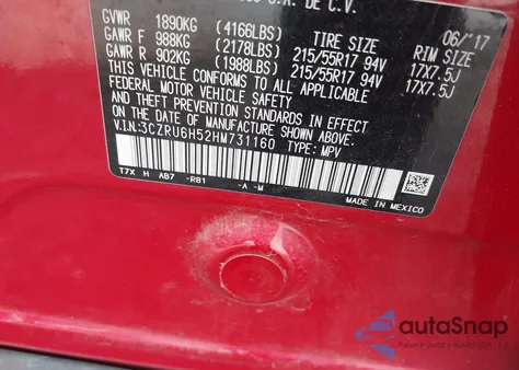 2017 Honda Hr-V Ex из США, поврежденный, VIN 3CZRU6H52HM731160